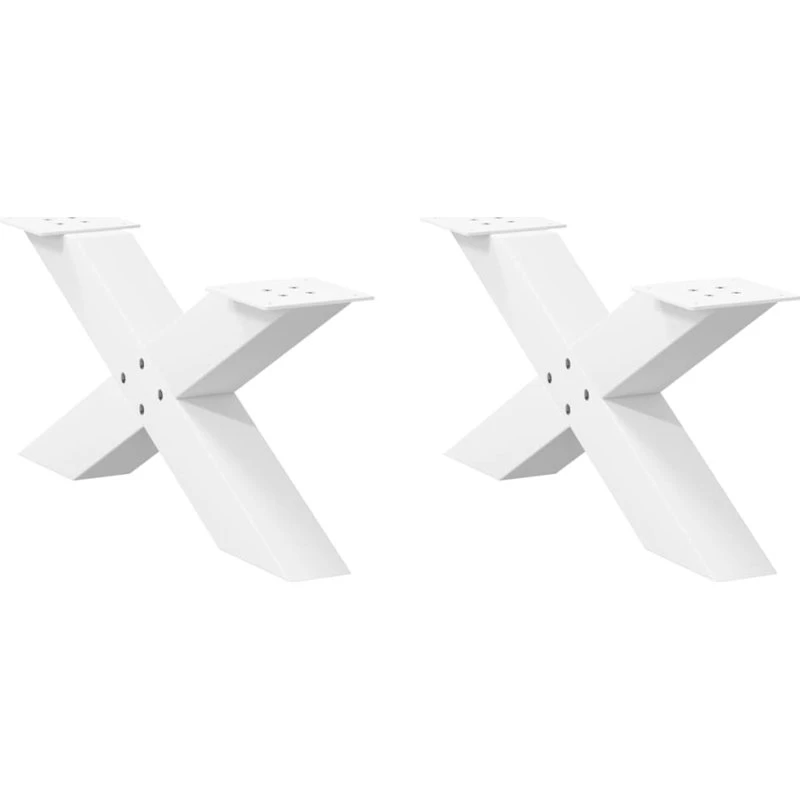 vidaXL sofabordsben X-formet 2 stk. hvid 70 x (30-31) cm stål