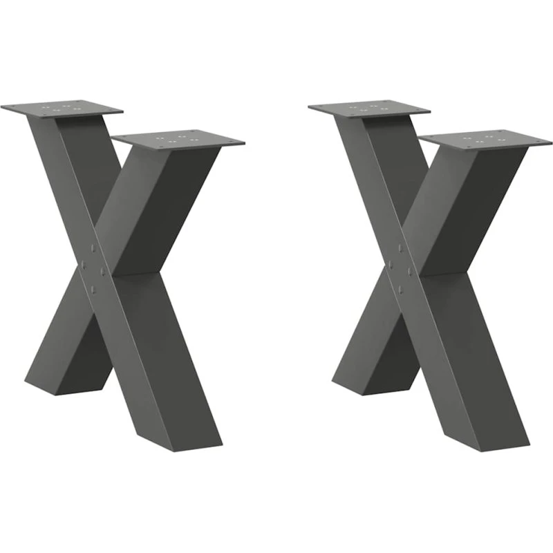 vidaXL X-formet sofabordsben 2 stk. antracit 50x(42-43) cm stål