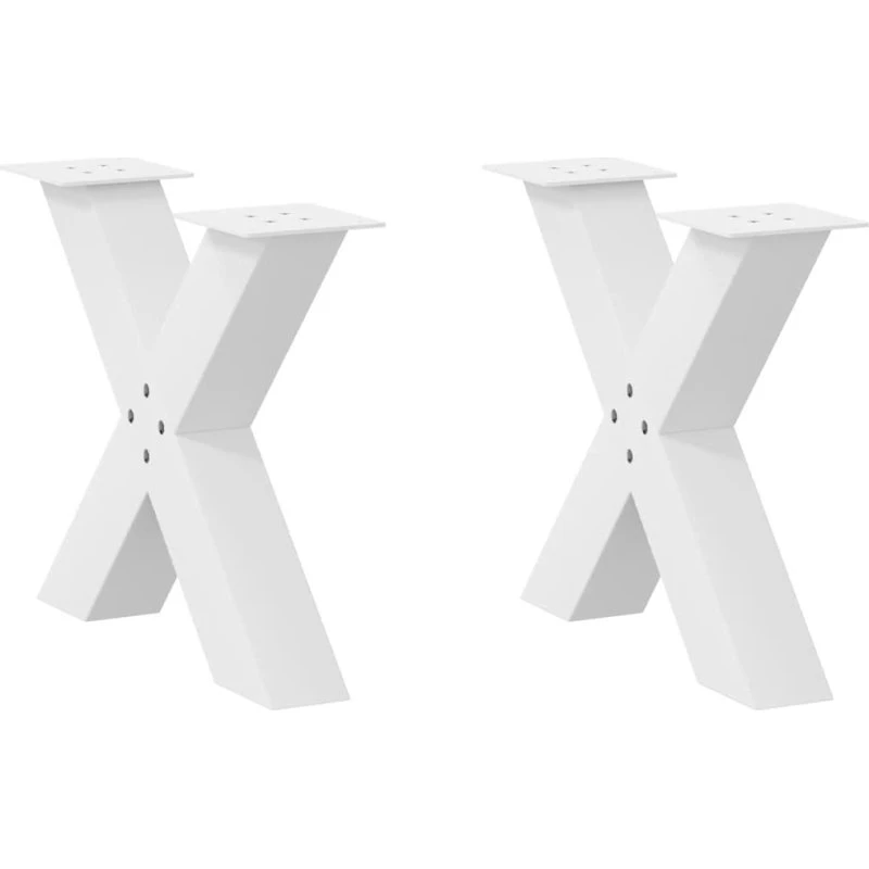 vidaXL X-formet sofabordsben 2 stk. hvid 60 x (42-43) cm stål