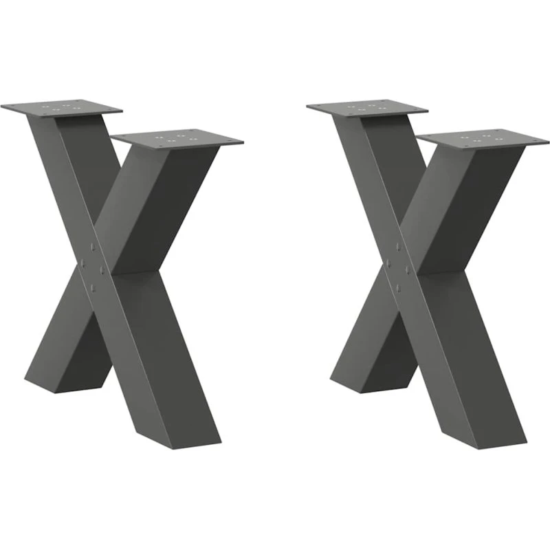 vidaXL sofabordsben X-formet 2 stk. antracit 60 x (42-43) cm stål
