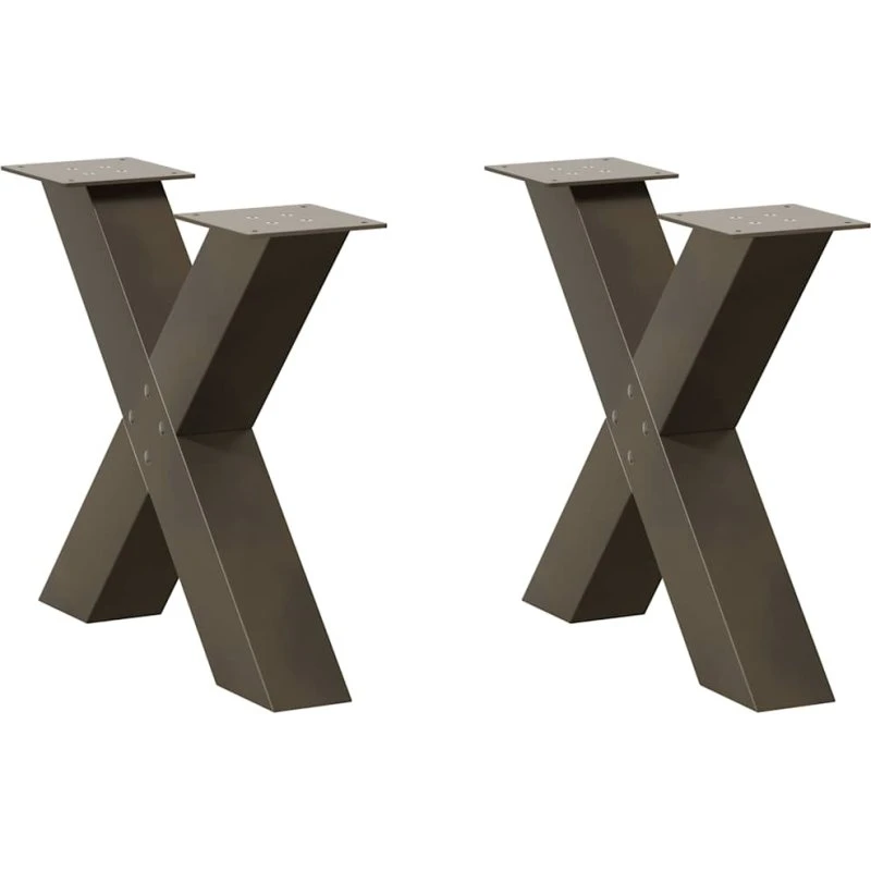 vidaXL sofabordsben X-formet 2 stk. naturstål 60x(42-43) cm