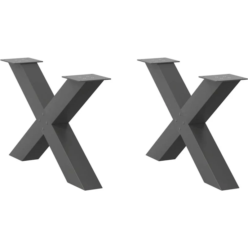 vidaXL X-formet sofabordsben 2 stk. antracit 70 x (42-43) cm stål