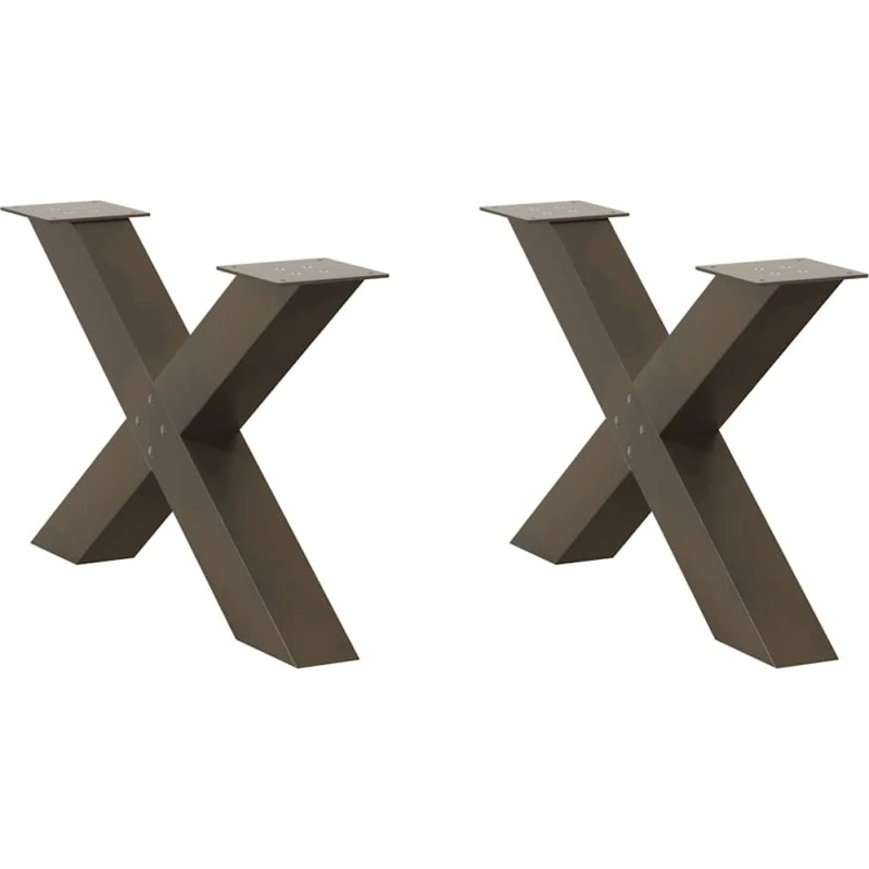 vidaXL sofabordsben X-formet 2 stk. naturstål 70 x (42-43) cm