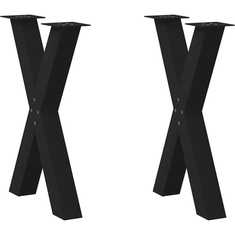 vidaXL X-Formet Spisebordsben 2 stk. Sort 60 x (72-73) cm Stål