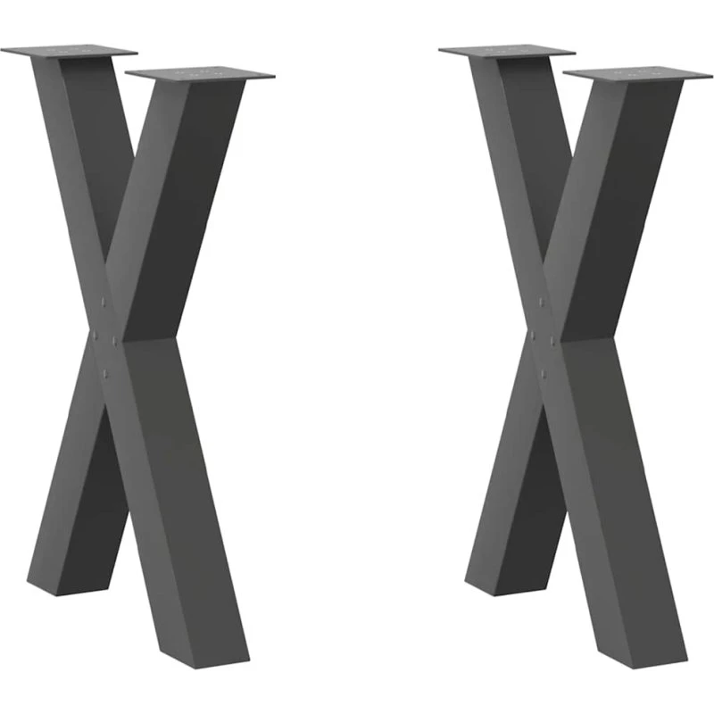 vidaXL X-Formet Spisebordsben 2 stk. Antracit 60 x (72-73) cm Stål