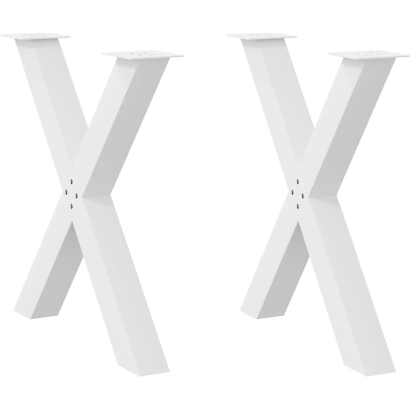 vidaXL X-formet spisebordsben 2 stk. hvid 70 x (72-73) cm stål
