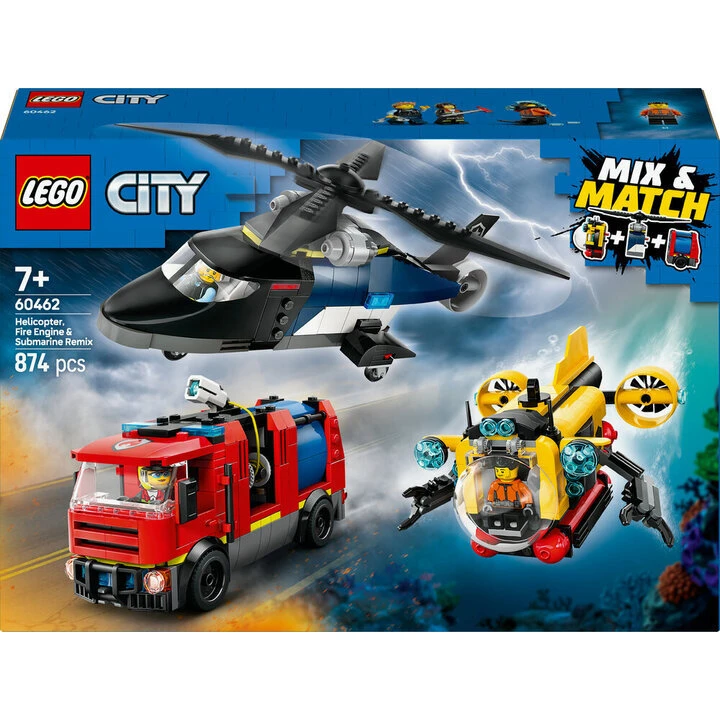LEGO City Remix 60462 – helikopter, brandbil og ubåd