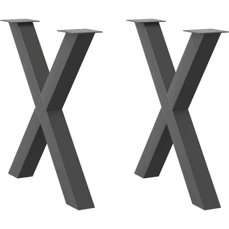 vidaXL X-Formet Spisebordsben 2 stk. Antracit 70 x (72-73) cm Stål