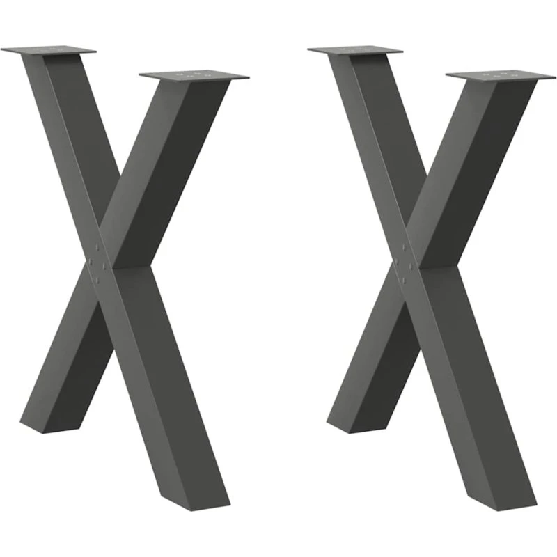 vidaXL X-formet spisebordsben 2 stk. antracit 80x(72-73) cm stål