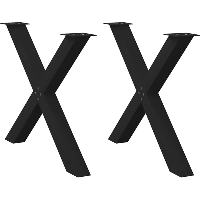 vidaXL X-Formet Spisebordsben 2 stk. Sort 90 x (72-73) cm Stål