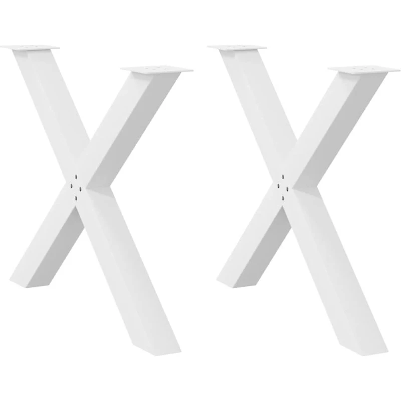 vidaXL X-formet spisebordsben 2 stk. hvid 90 x (72-73) cm stål