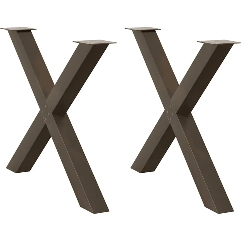 vidaXL X-formet spisebordsben 2 stk. naturstål 90x(72-73) cm