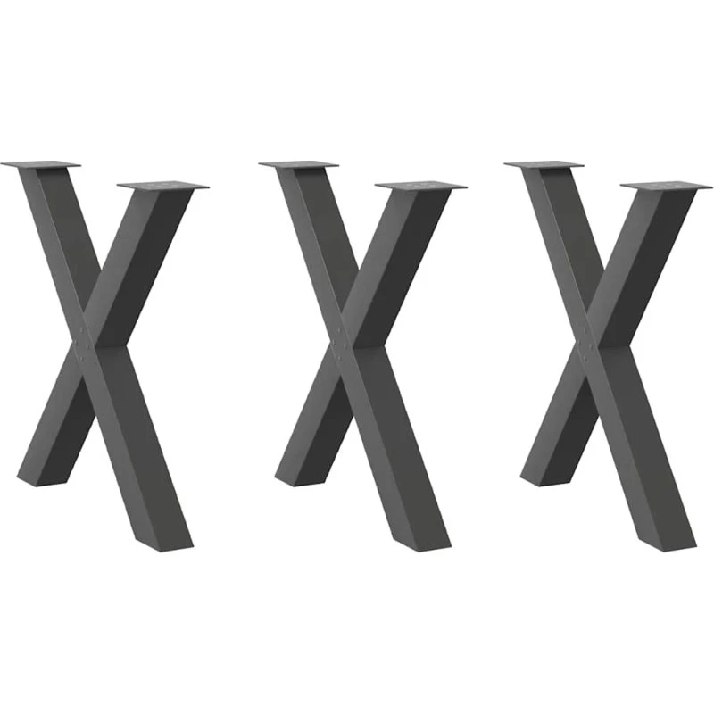 vidaXL X-formet spisebordsben 3 stk. antracit 70 x (72-73) cm stål