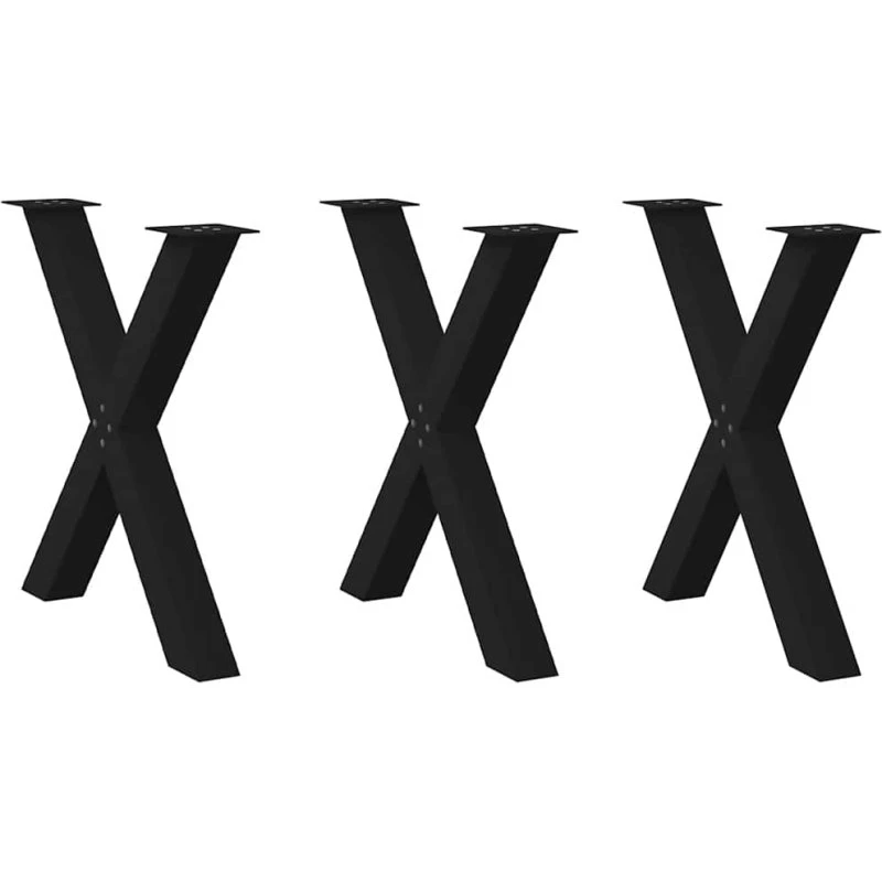 vidaXL spisebordsben X-formet 3 stk. sort 80 x (72-73) cm stål