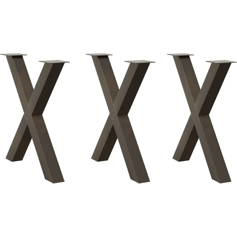 vidaXL X-formet spisebordsben 3 stk. naturstål 80x(72-73) cm