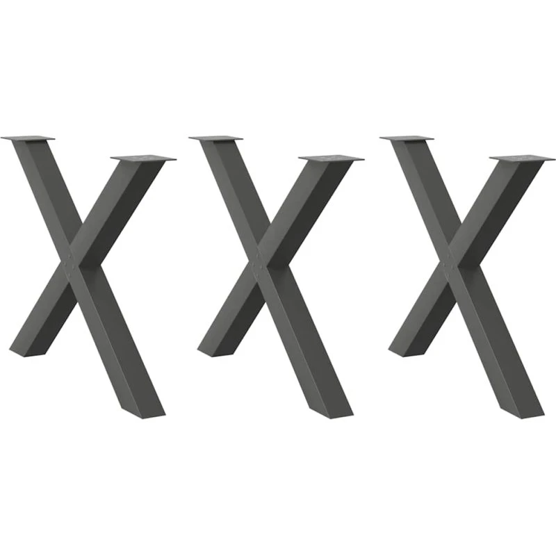 vidaXL X-Formet Spisebordsben 3 stk. Antracit 90x(72-73) cm Stål
