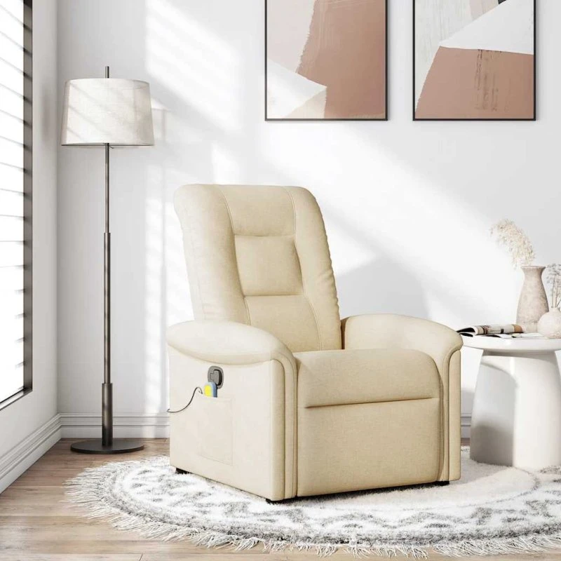 vidaXL Massagestol Stof Cremefarvet
