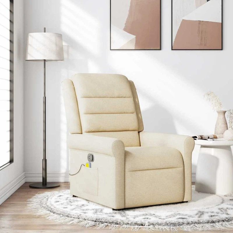 vidaXL Massagestol Stof Cremefarvet