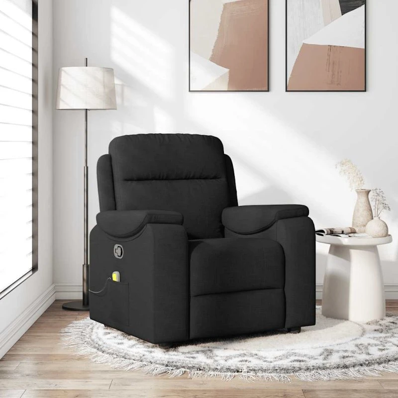 vidaXL Massagestol Stof Sort