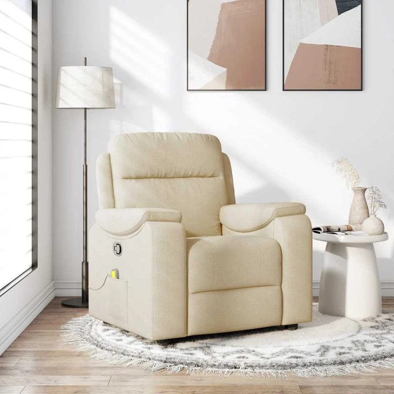 vidaXL Massagestol Stof Cremefarvet