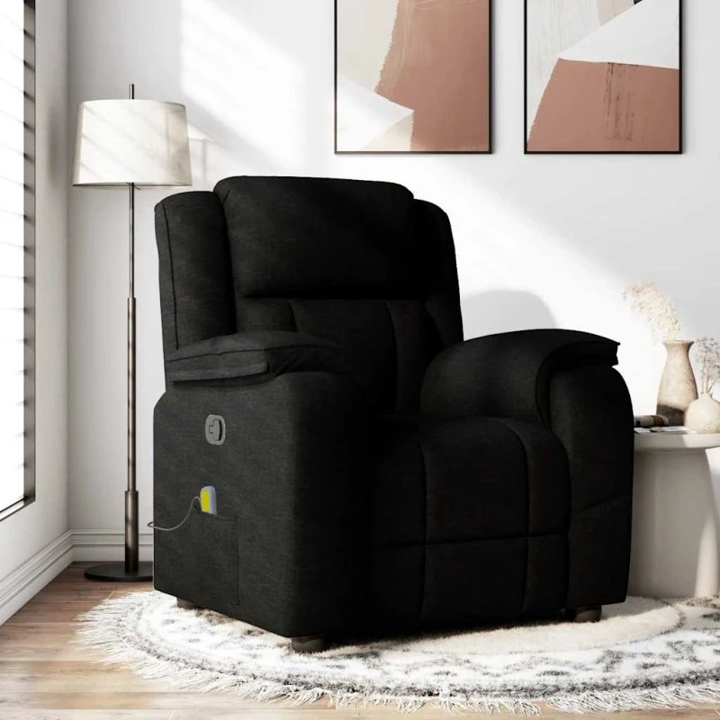 vidaXL Massagestol Stof Sort