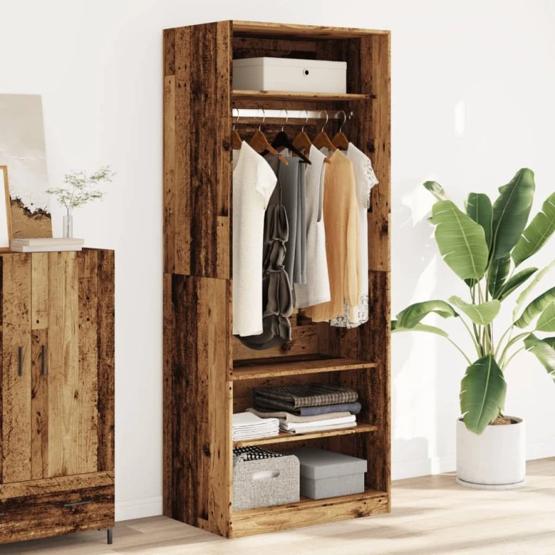 vidaXL Klædeskab 80x50x200 cm Konstrueret Træ Gammelt Træ-Look