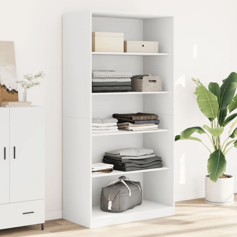 vidaXL Klædeskab 100x50x200 cm hvid konstrueret træ