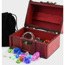 Skattekiste med diamanter og ædelsten