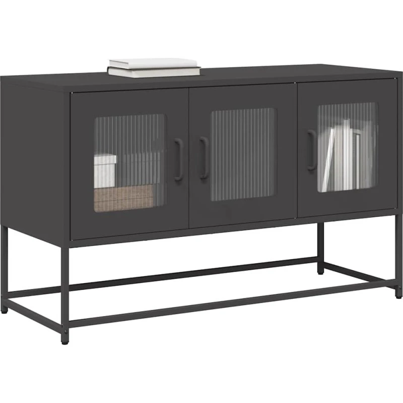 vidaXL tv-bord 100,5x39x60,5 cm koldvalset stål sort