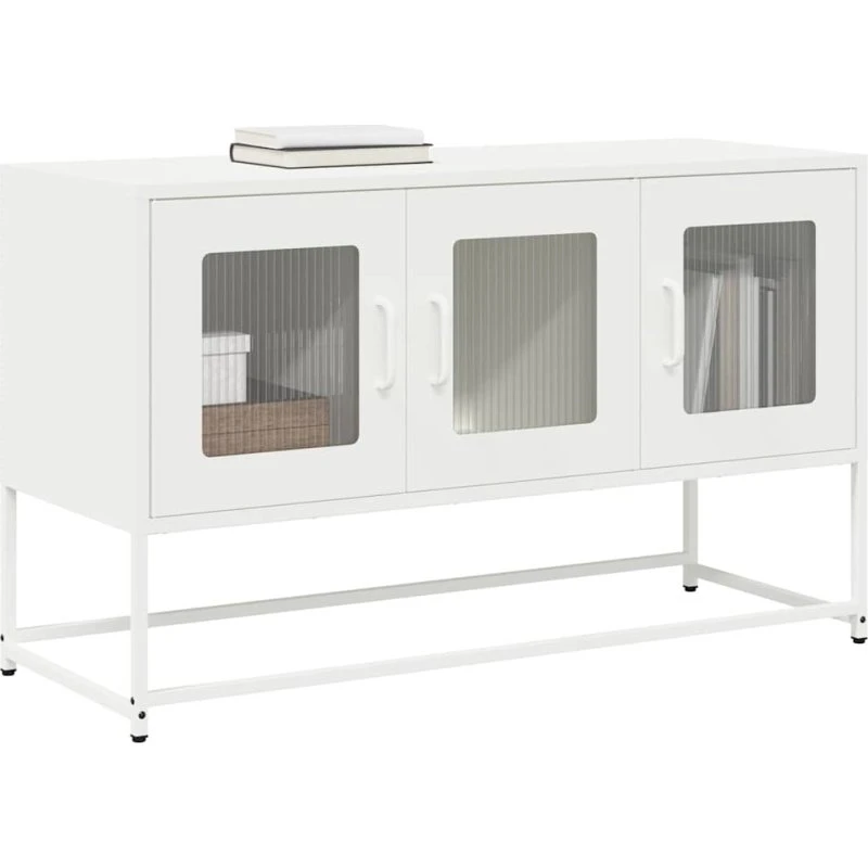 vidaXL tv-bord 100,5x39x60,5 cm koldvalset stål hvid