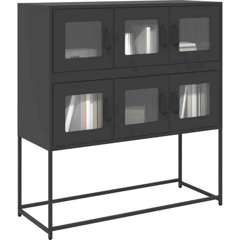 vidaXL Skænk 100,5x39x107 cm koldvalset stål sort