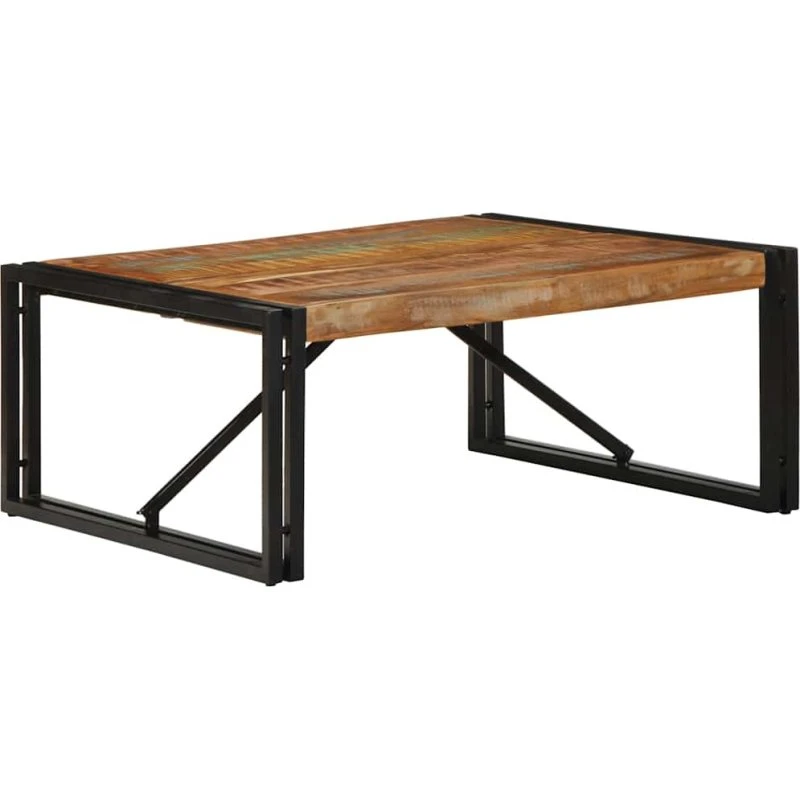 vidaXL Sofabord 80x80x35 cm Massivt Genbrugstræ Flerfarvet