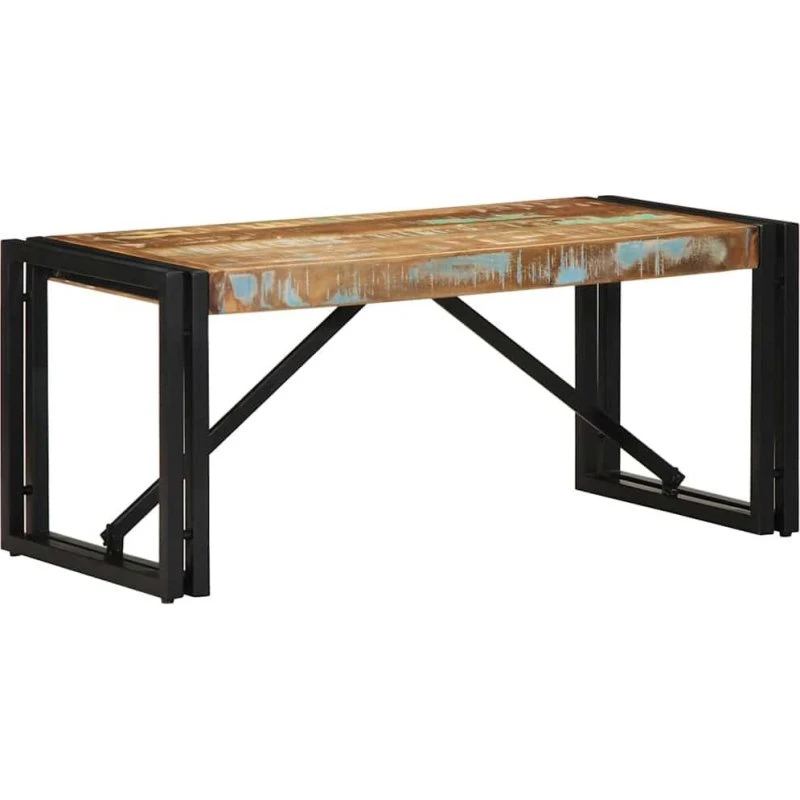 Sofabord 80x40x35 cm massivt genbrugstræ flerfarvet