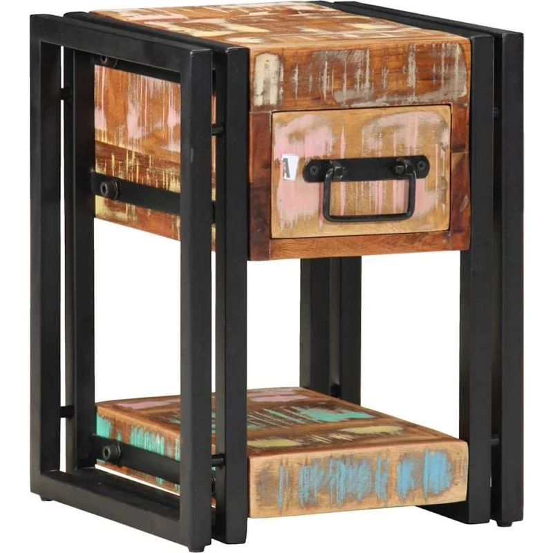 vidaXL Natskab 2 stk Flerfarvet 30 x 30 x 40 cm Massivt Genbrugstræ