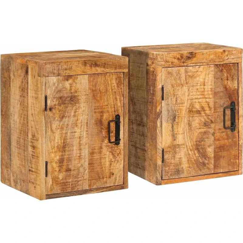 vidaXL Sengebord 2 stk, Brun, 35 x 33 x 48 cm, Massivt mangotræ