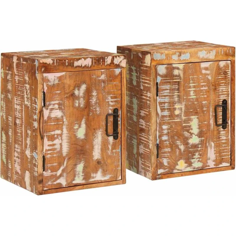 vidaXL Sengebord 2 stk, Brun, 35 x 33 x 48 cm, Massivt genbrugstræ