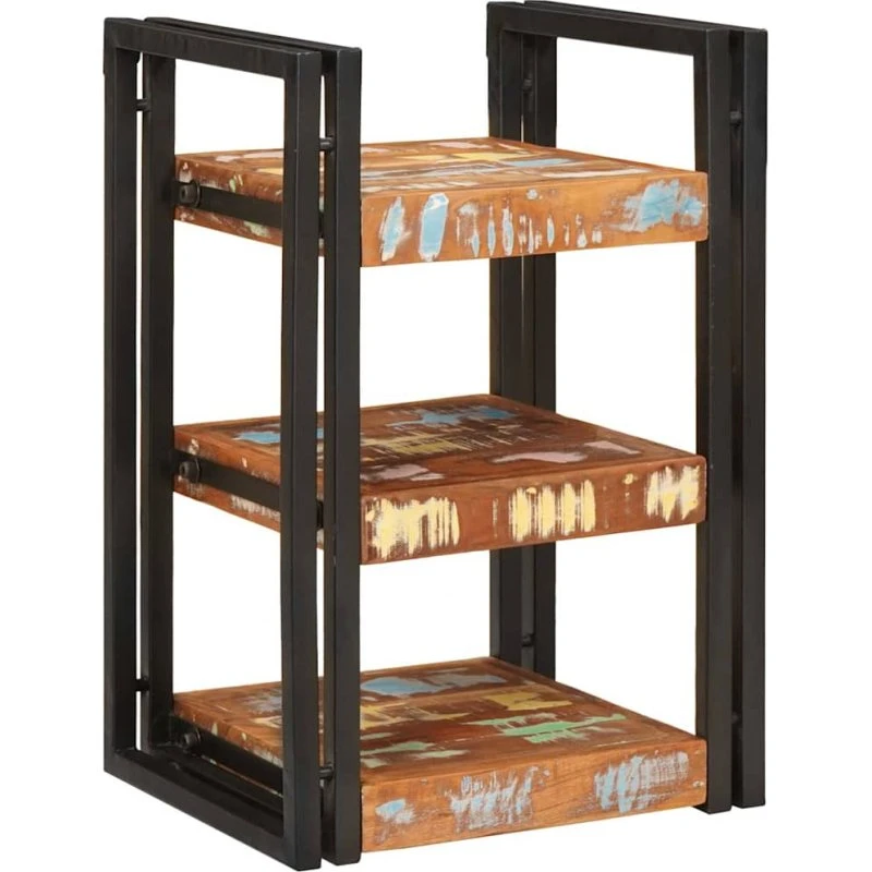 vidaXL Sengebord Brun og Sort 38 x 33 x 58 cm, Massivt Genbrugstræ