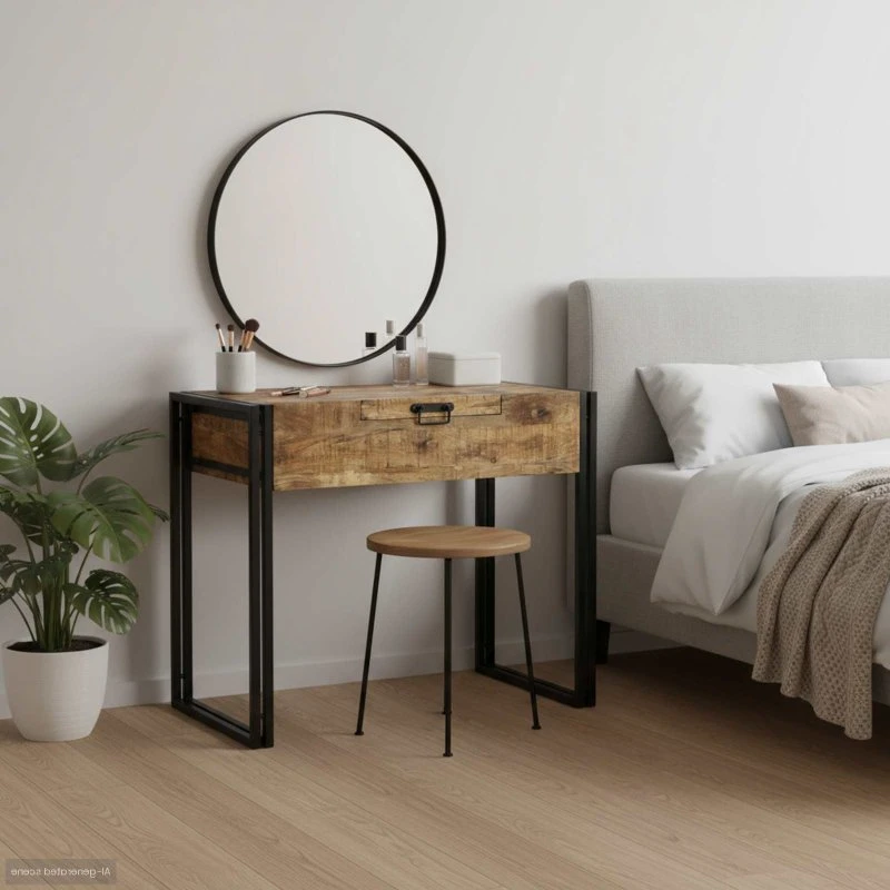 vidaXL Soveværelsessminkeborde Brun 90 x 50 x 75 cm, Massivt Mangotræ