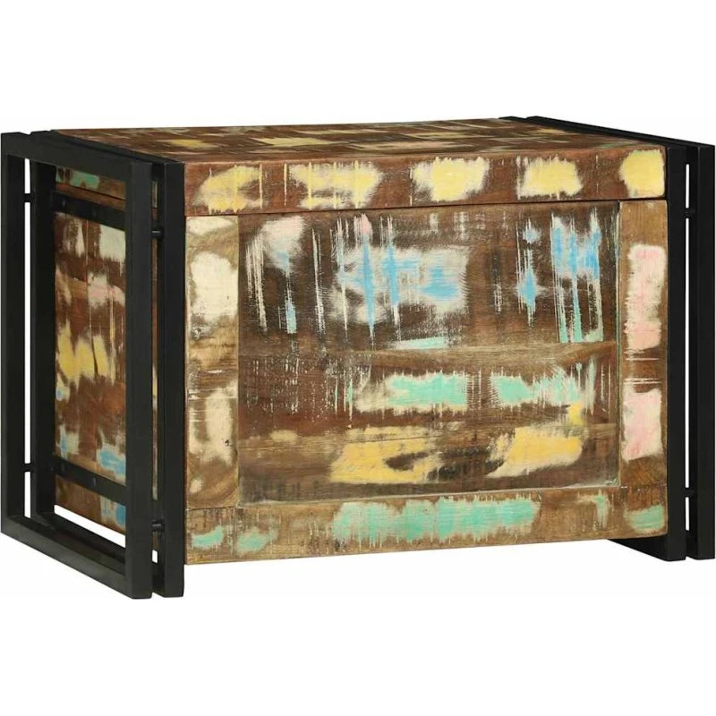 vidaXL Opbevaringskasse 60 x 40 x 41 cm brun og sort genbrugstræ