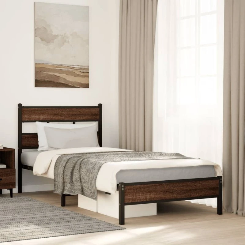 vidaXL Sengeramme 90x190 cm Metal Brun Eg