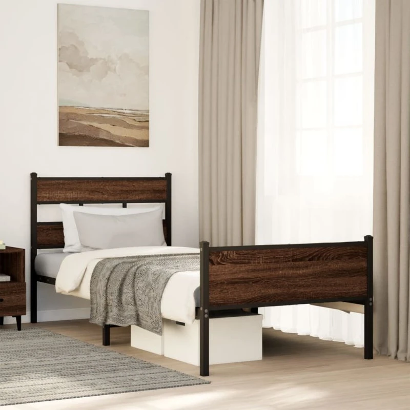 vidaXL Sengeramme 90x190 cm Metal Brun Eg