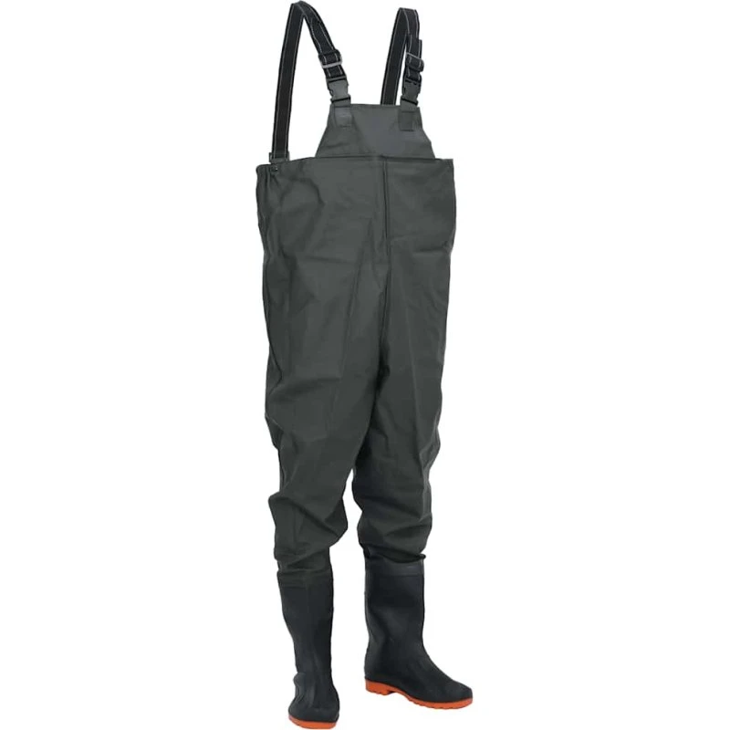 vidaXL Waders med støvler, str. 45, mørkegrøn