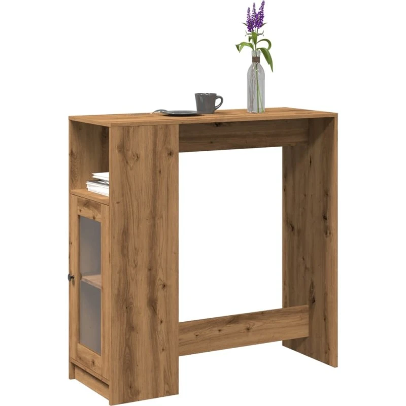 vidaXL Barbord m. stativer 101x40x103,5 cm, konstrueret træ, egetræslook