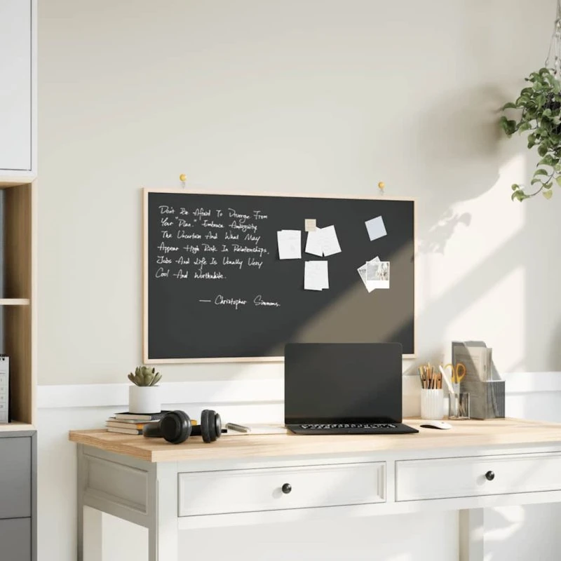 vidaXL Tavle med ramme af massivt fyrretræ, sort, 100x55 cm