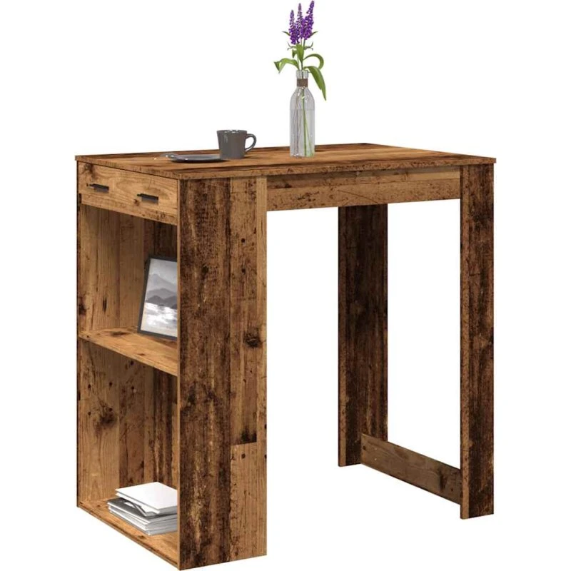 vidaXL barbord 102x70x103,5 cm konstrueret træ gammelt trælook