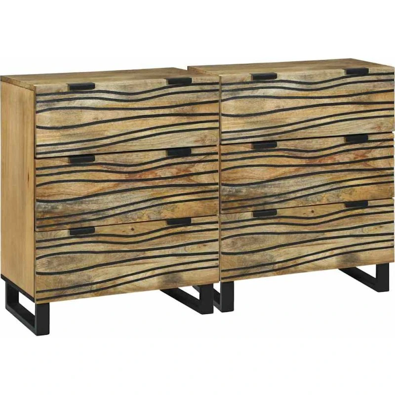 vidaXL Sidetabel Sæt 2 stk Brun 60 x 33,5 x 75 cm