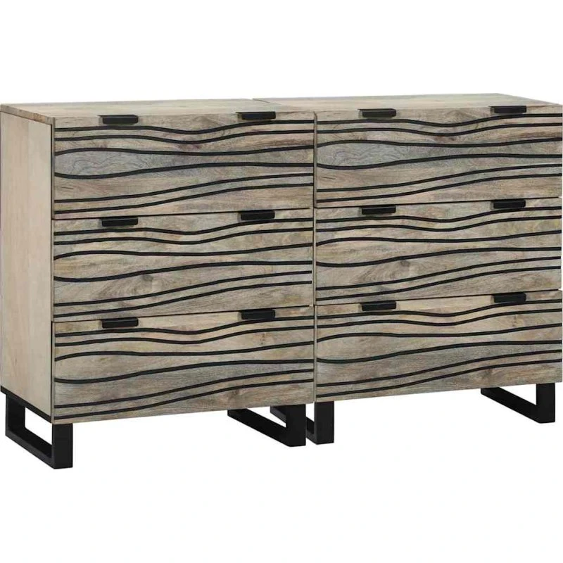 vidaXL Sidetabel Sæt 2 pcs Hvid 60 x 33,5 x 75 cm Massivt Mangotræ
