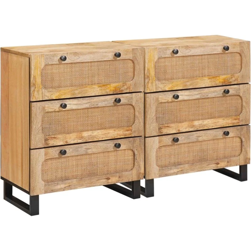 vidaXL Sideboard 2-tørring Brun 60 x 33 x 75 cm Massivt mangotræ