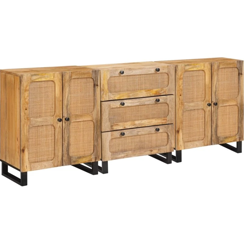 vidaXL Sideboard 3-tomme Brun 180x33x75 cm Massivt Mangotræ