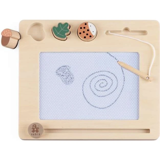 Sebra Magnetisk Tegnetavle i FSC-træ med Pen og 3 Stempler